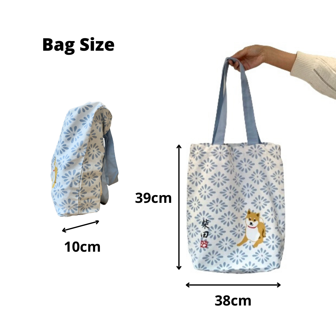 Shiba Inu with Light Blue, Canvas Tote Bag