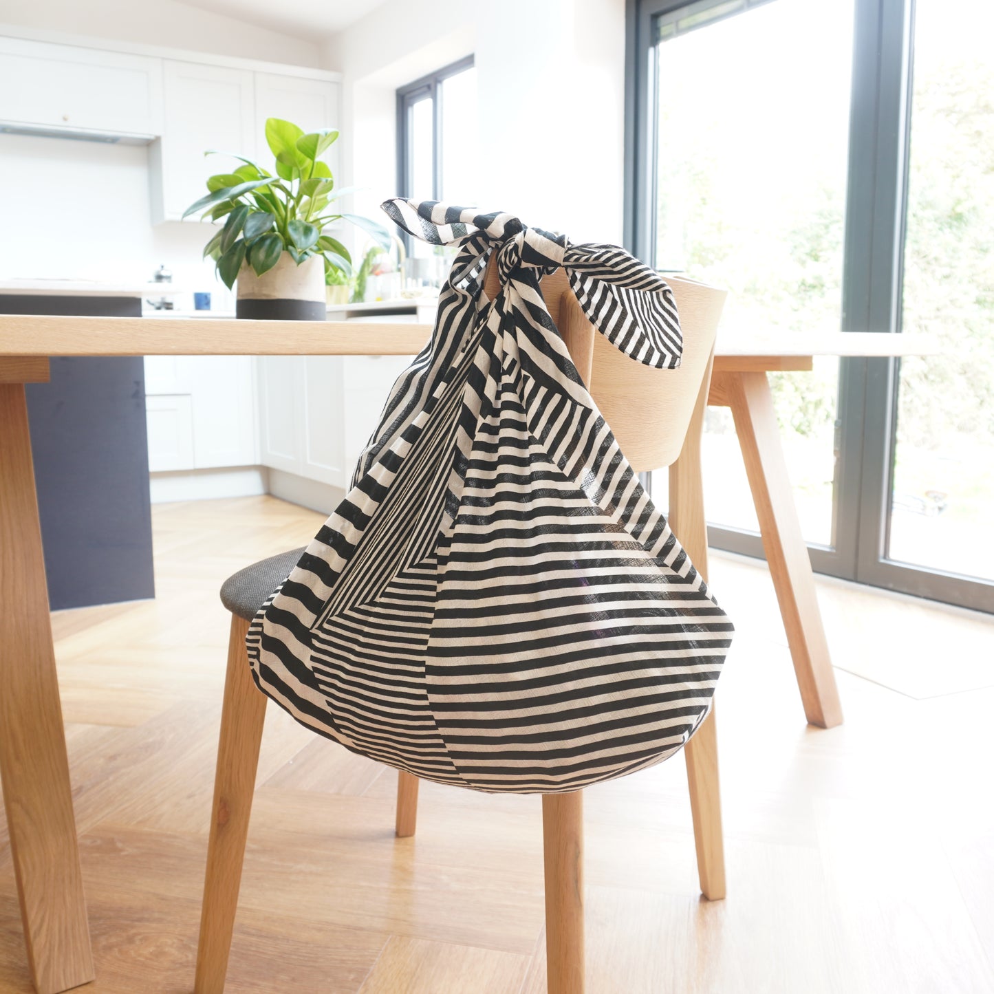 Large Furoshiki, Black and White Stripe, 97 x 97 cm
