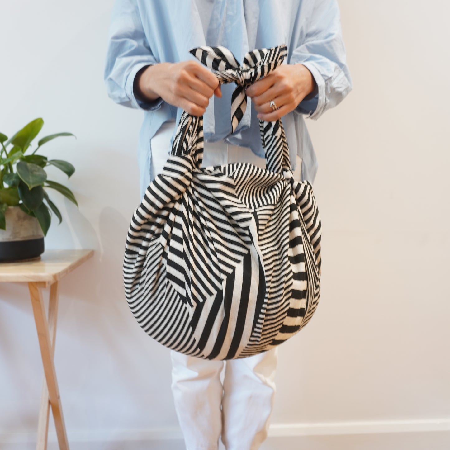 Large Furoshiki, Black and White Stripe, 97 x 97 cm