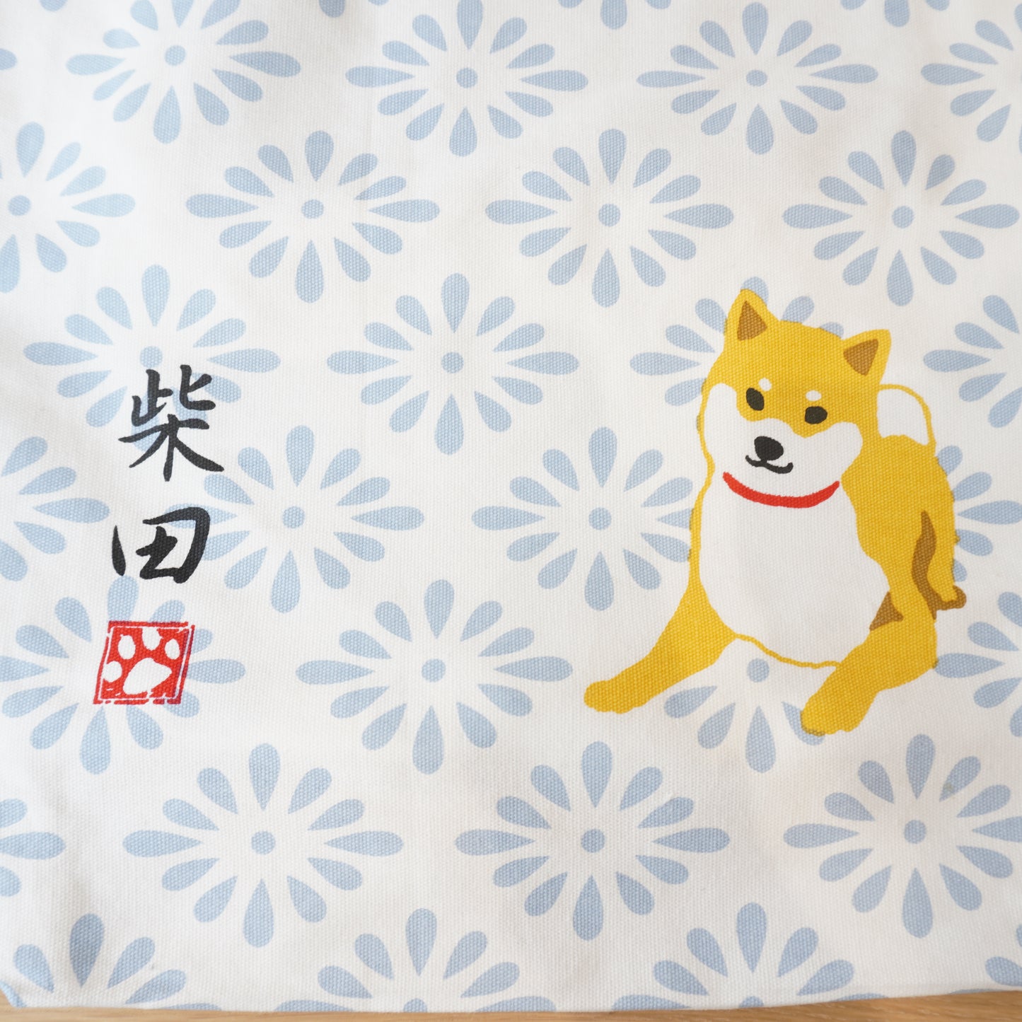 Shiba Inu with Light Blue, Canvas Tote Bag