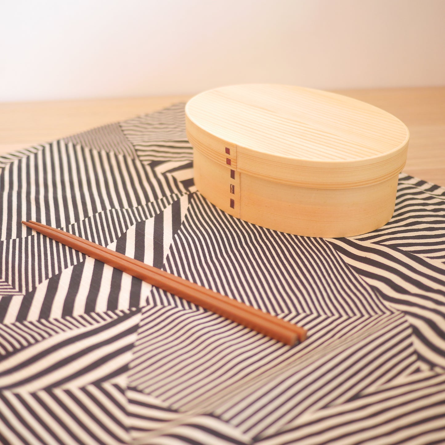 Black & White Stripe Furoshiki, Konomi, 50 x 50cm