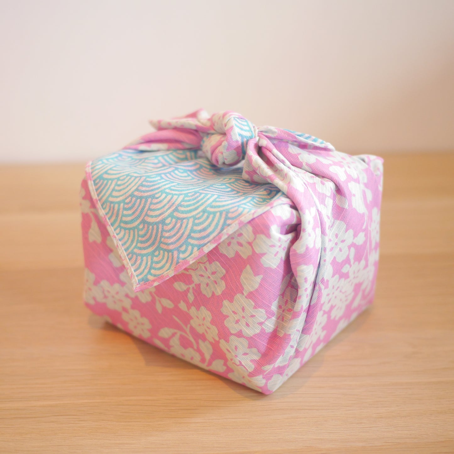 Pink & Blue Reversible 48 x 48cm, Sakura and Seigaiha
