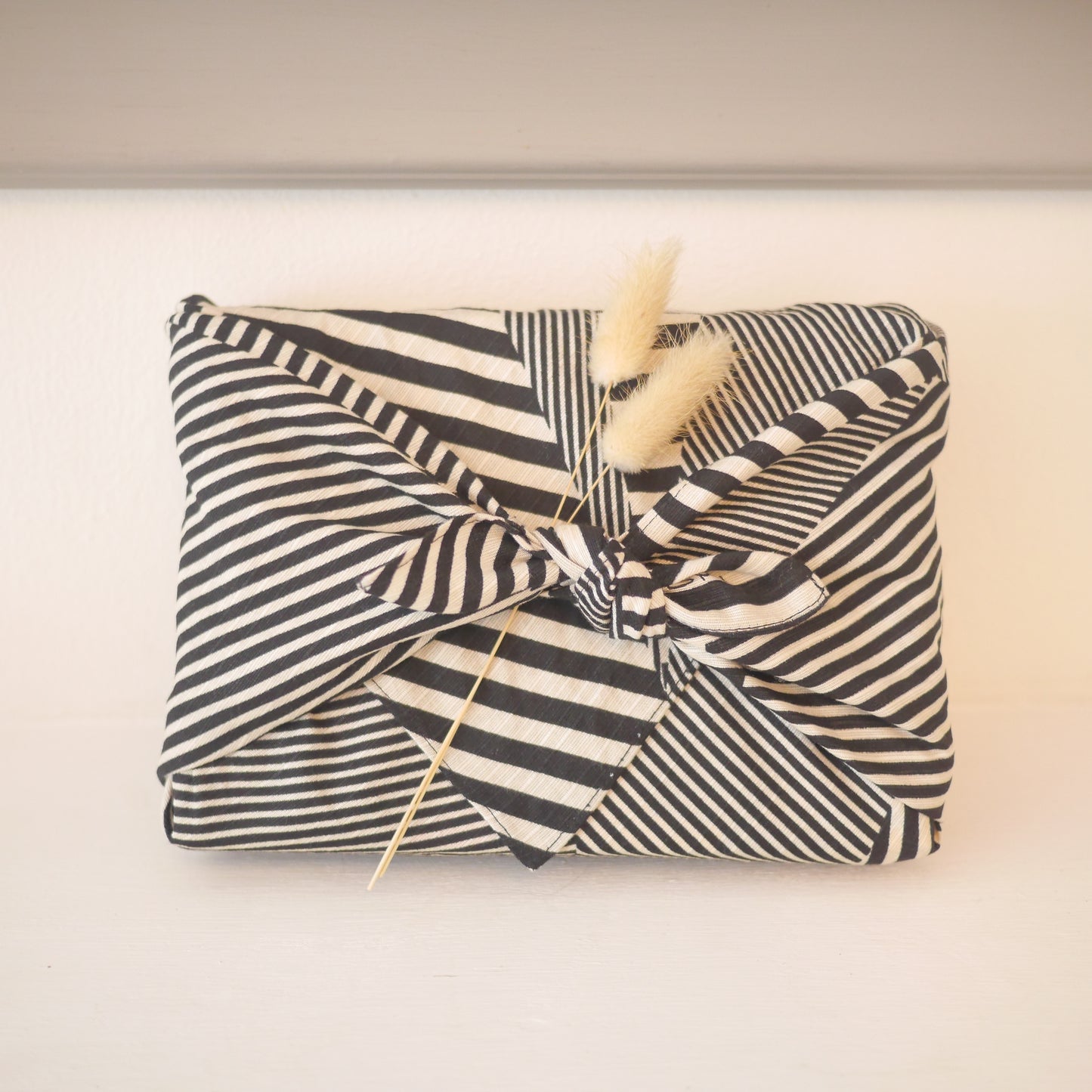 Black & White Stripe Furoshiki, Konomi, 50 x 50cm