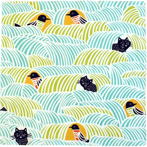 Cats & Birds by kata kata, 45 x 45cm