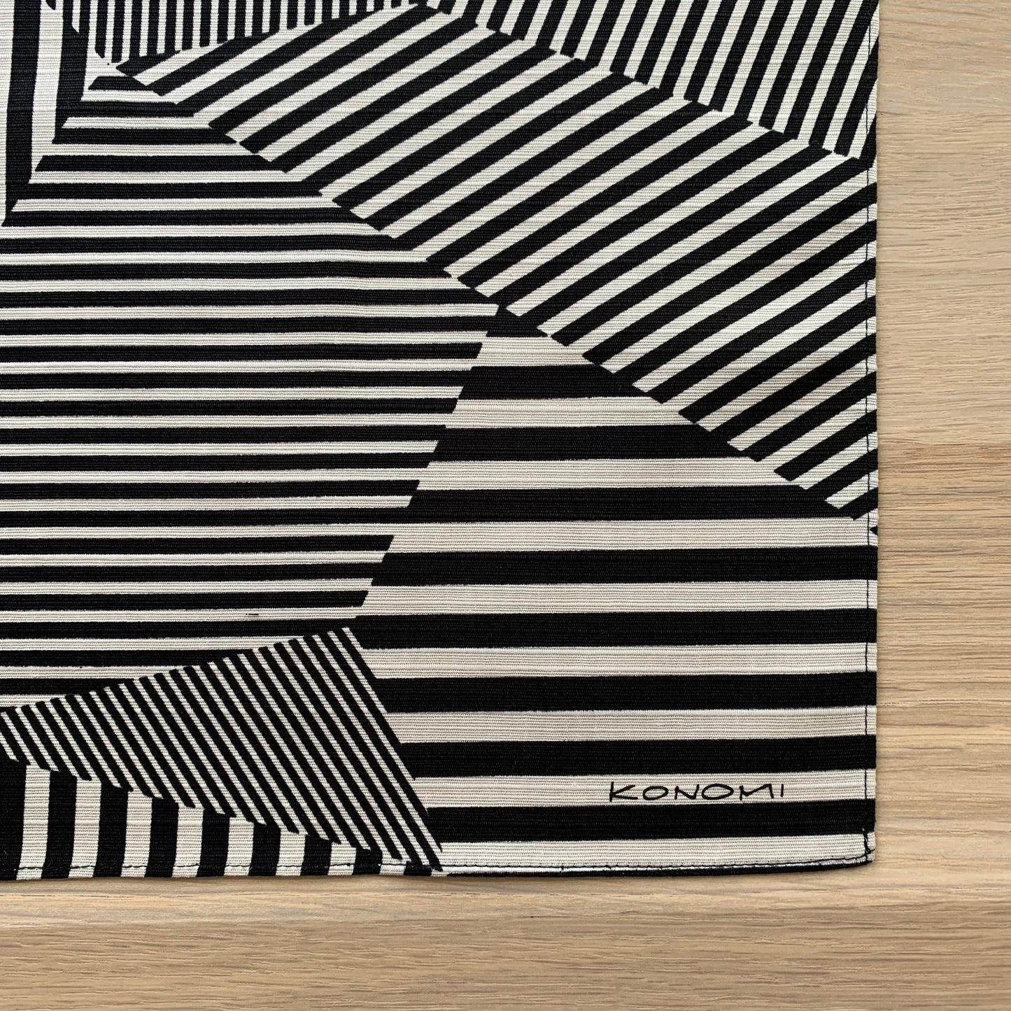 Black & White Stripe Furoshiki, Konomi, 50 x 50cm