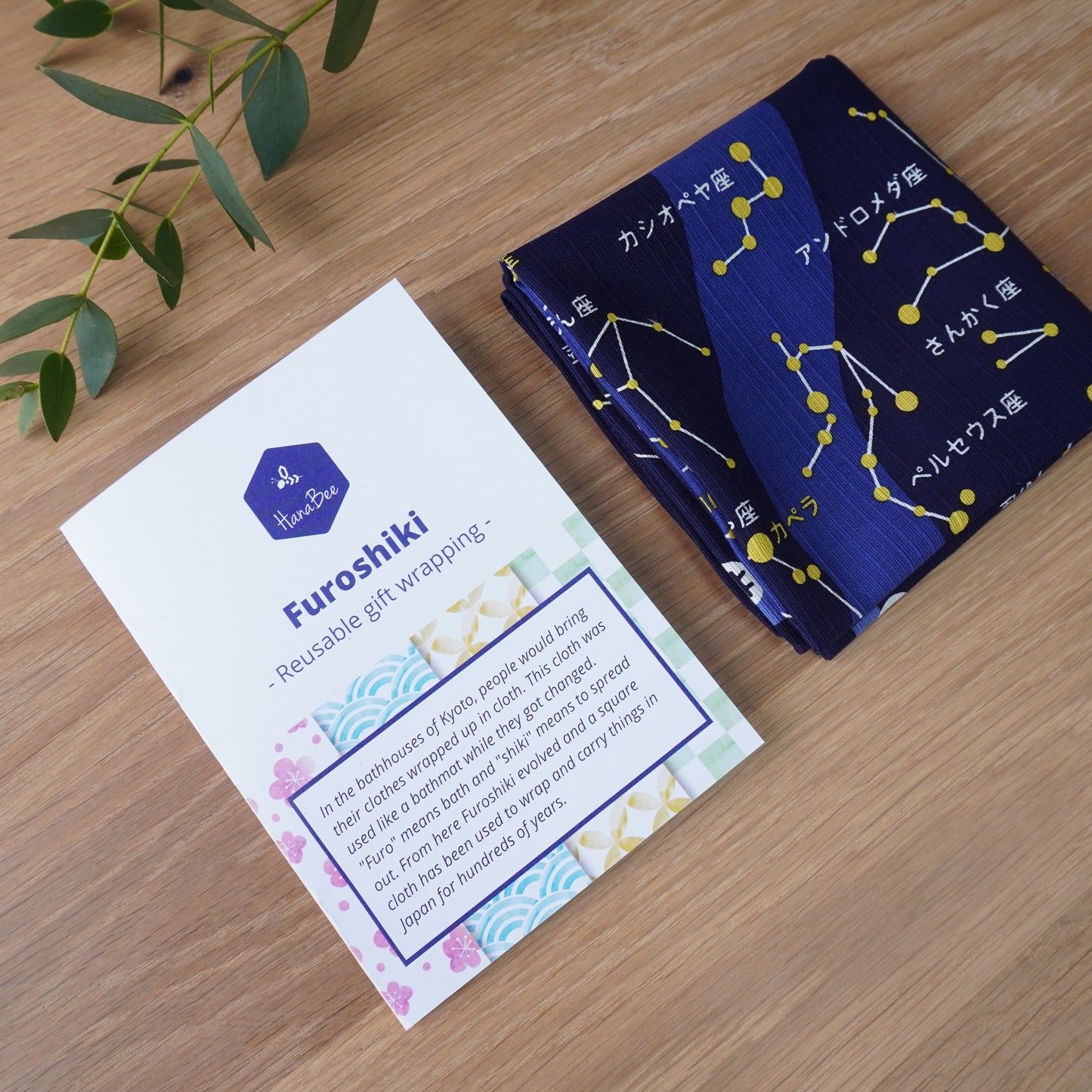 Furoshiki, Japanese Wrapping Cloth, Furoshiki Gift Wrap | Star Map, Japanese Letters, 50cm x 50cm