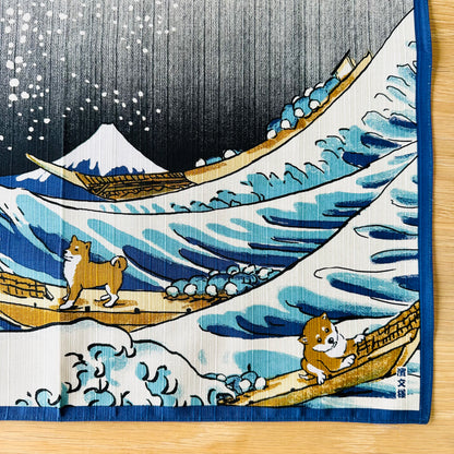 Shiba & The Great Wave Furoshiki, 50cm x 50cm
