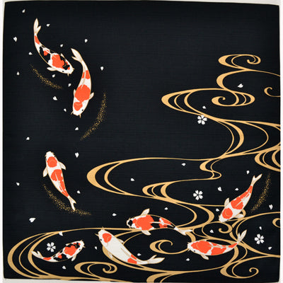 Japanese Furoshiki Cloth – Koi with Gold Gift Wrap (50×50cm)