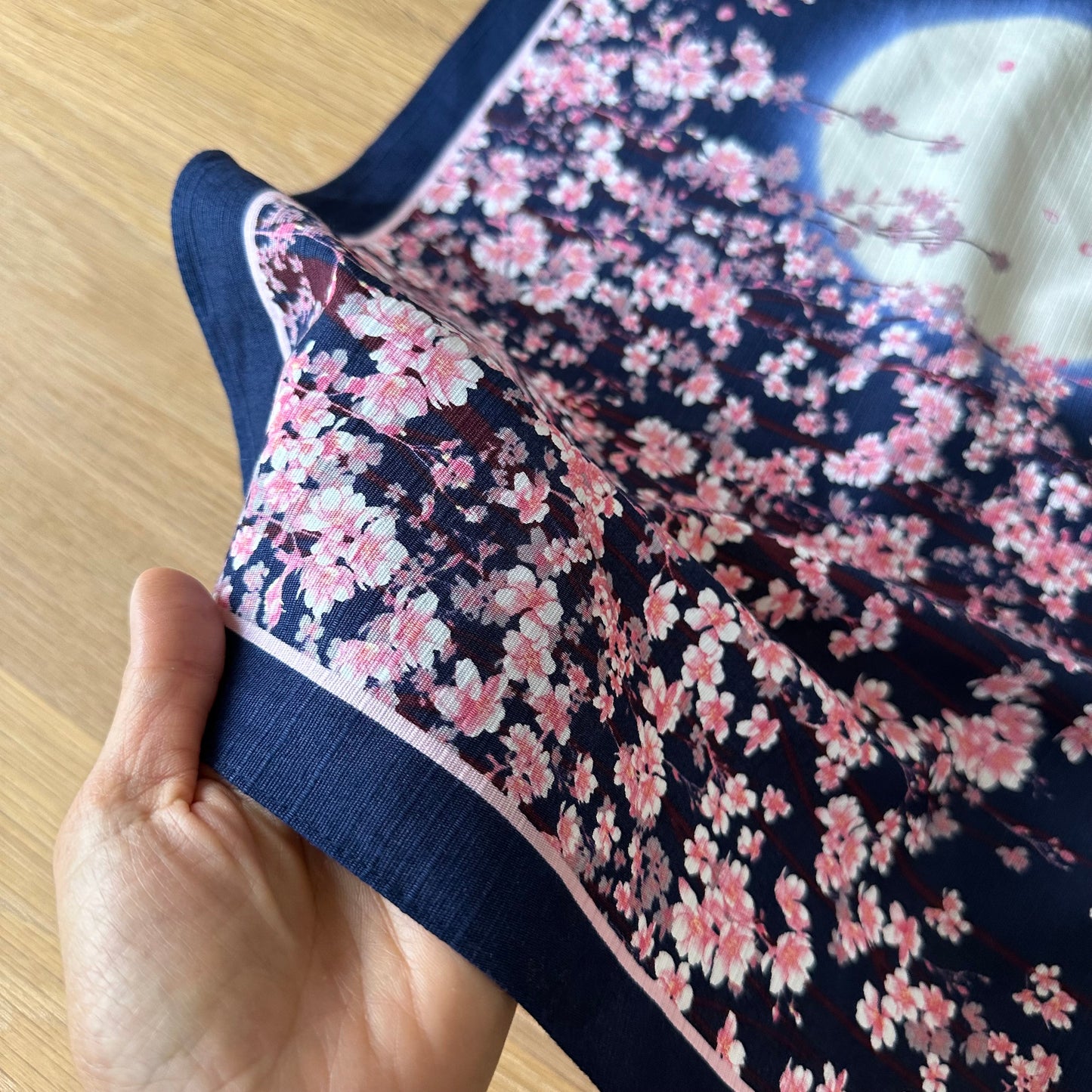 Moonlit Cherry blossom, Navy, Furoshiki Gift Wrapping, 50 x 50cm