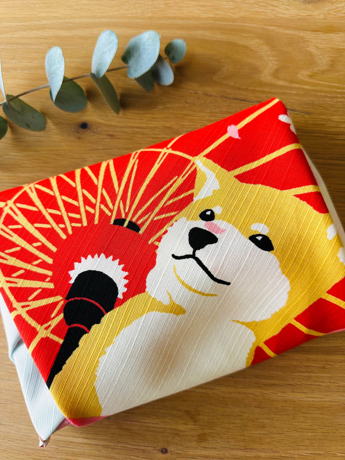 Eco‑Friendly Furoshiki Gift Wrap – Reusable 50 cm Cloth – Cute Shiba, Wagasa & Cherry Blossom Design