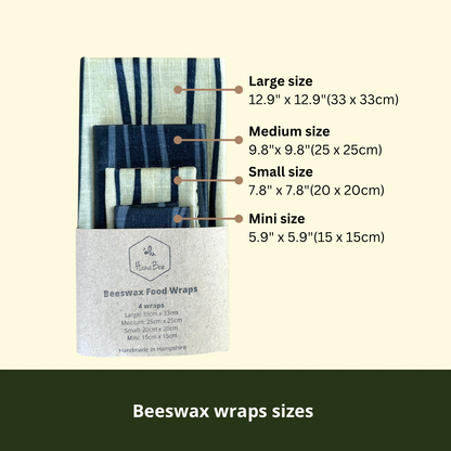 Japanese kimono stripe, Black and white, Minimalist, Set of 4 Beeswax Food Wraps