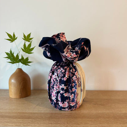 Moonlit Cherry blossom, Navy, Furoshiki Gift Wrapping, 50 x 50cm