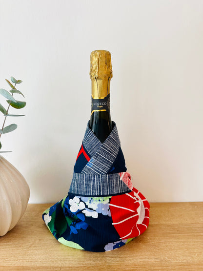 Eco‑Friendly Furoshiki Gift Wrap – Reusable 50 cm Cloth – Hydrangea, Shrine Gate & Wagasa Design