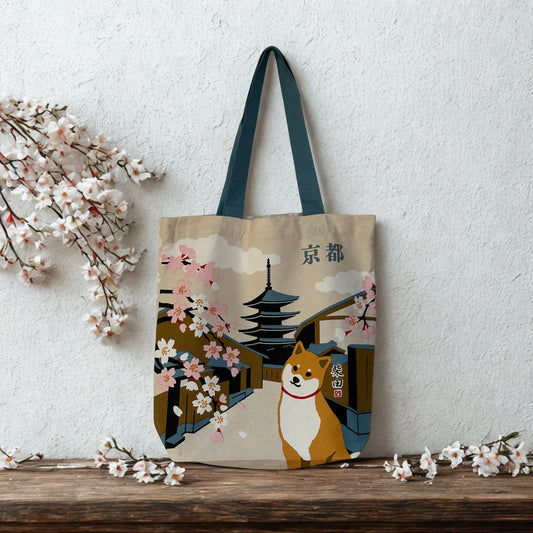 Kyoto Shiba Inu Canvas Tote Bag