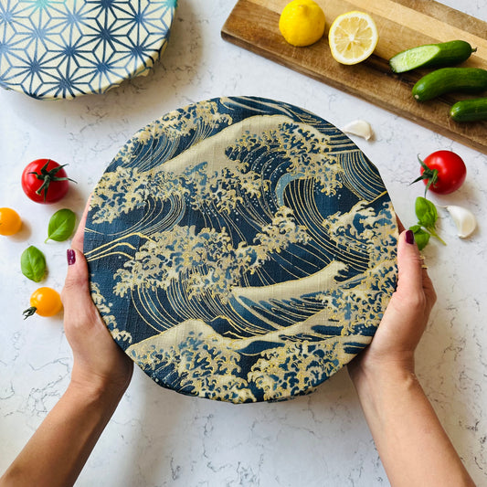 Wave with gold, Set of 4 Beeswax Food Wraps