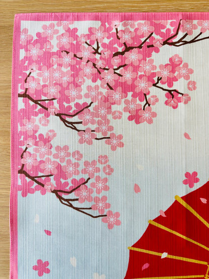 Eco‑Friendly Furoshiki Gift Wrap – Reusable 50 cm Cloth – Cute Shiba, Wagasa & Cherry Blossom Design