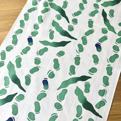 Tenugui Art, Green Beans, 37cm x 98cm (14.6” x 38.6”)