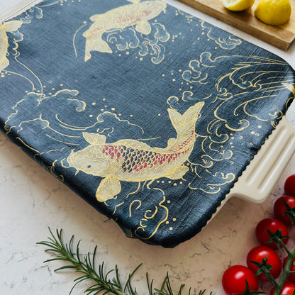 Koi fish, Navy, Set of 4 Beeswax Food Wraps