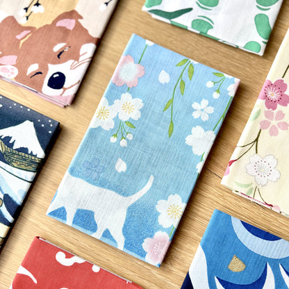 Tenugui Art, Cats and Cherry Blossoms, 34cm x 90cm (13.4” x 35.4”)