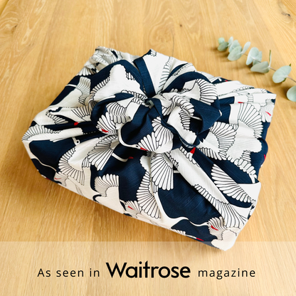 Japanese Furoshiki Cloth – Navy Crane (Large, 90×90cm, Furoshiki Bag)