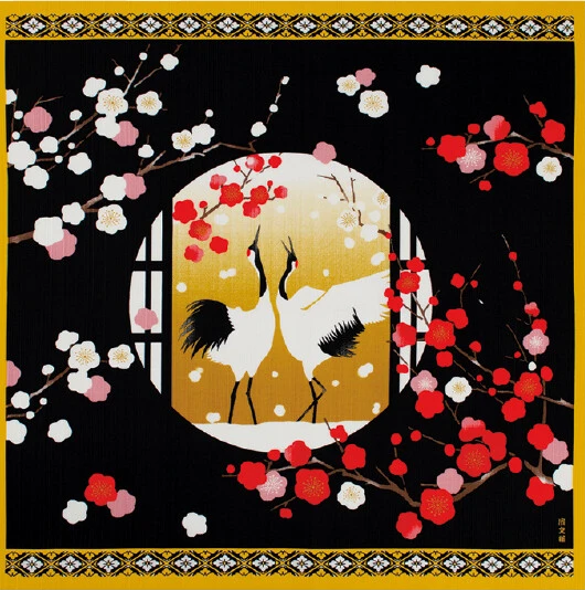 Eco-Friendly Furoshiki Gift Wrap - Reusable 50cm Cloth – Crane & Cherry Flowers Design