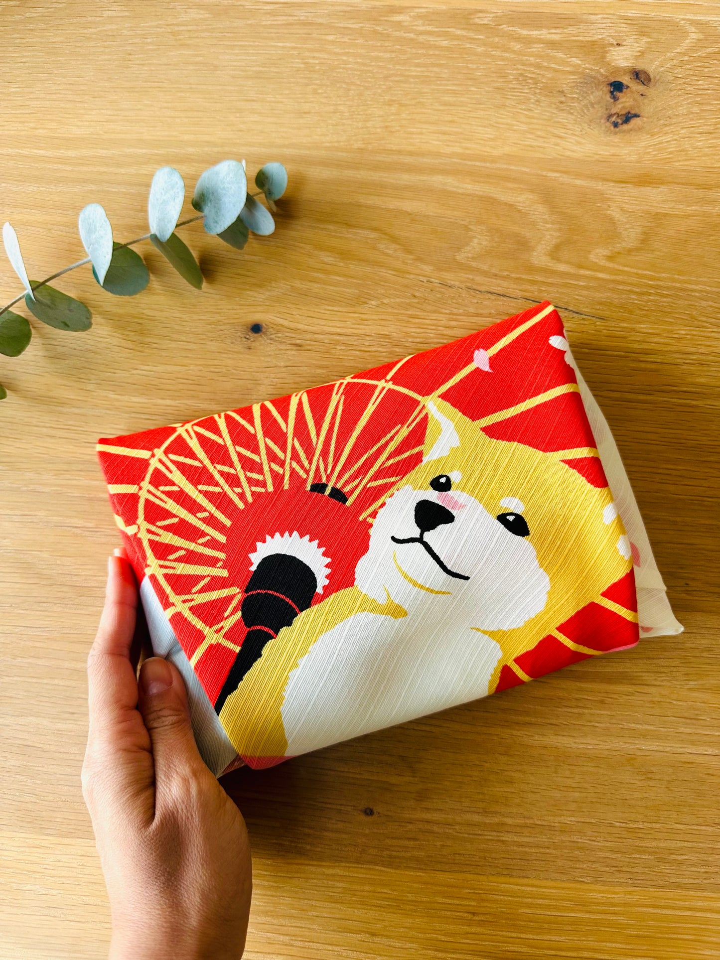 Eco‑Friendly Furoshiki Gift Wrap – Reusable 50 cm Cloth – Cute Shiba, Wagasa & Cherry Blossom Design