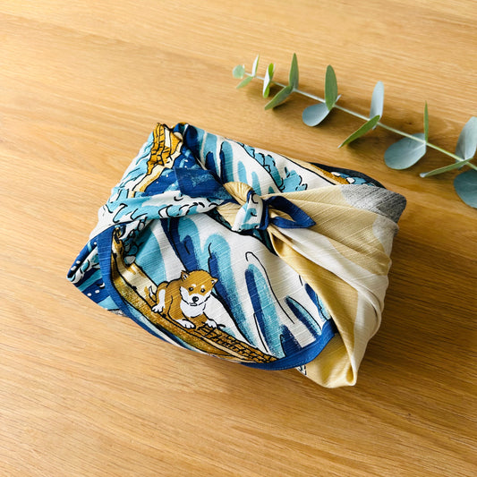 Shiba & The Great Wave Furoshiki, 50cm x 50cm