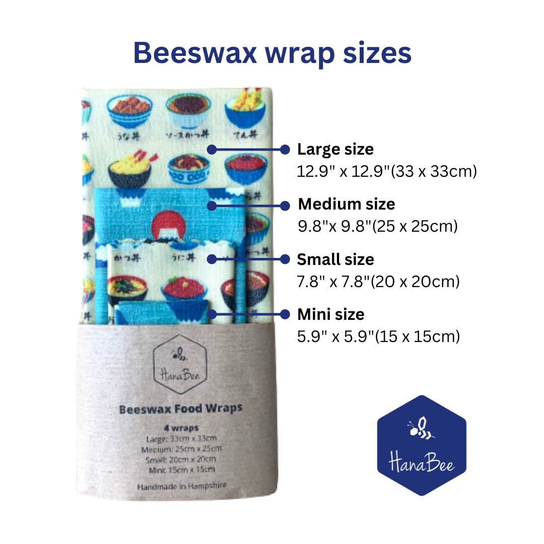 Donburi, set of 4 beeswax wraps