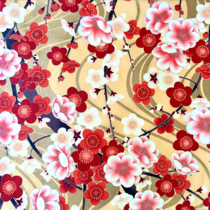 Cherry flowers in red, Set of 4 Beeswax Food Wraps