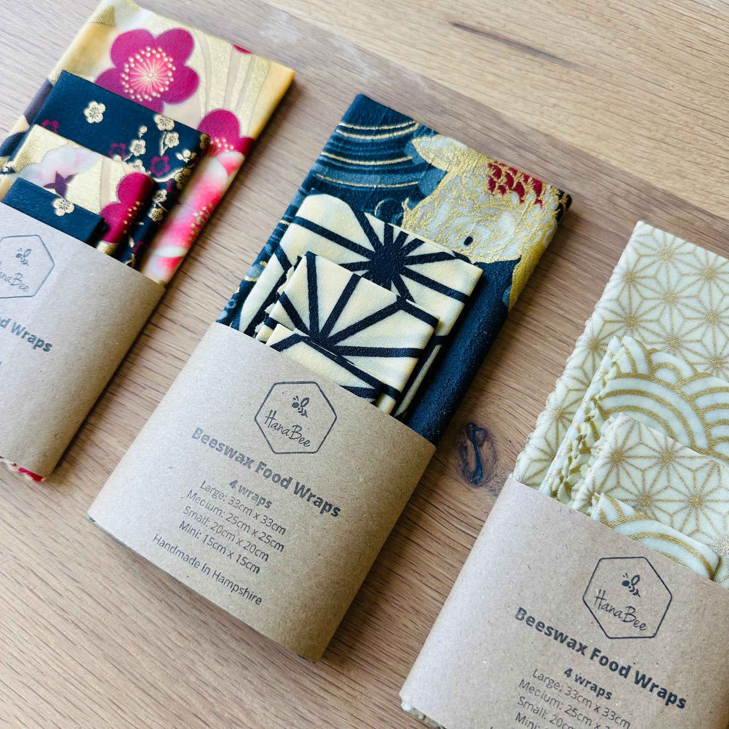 Koi fish, Navy, Set of 4 Beeswax Food Wraps