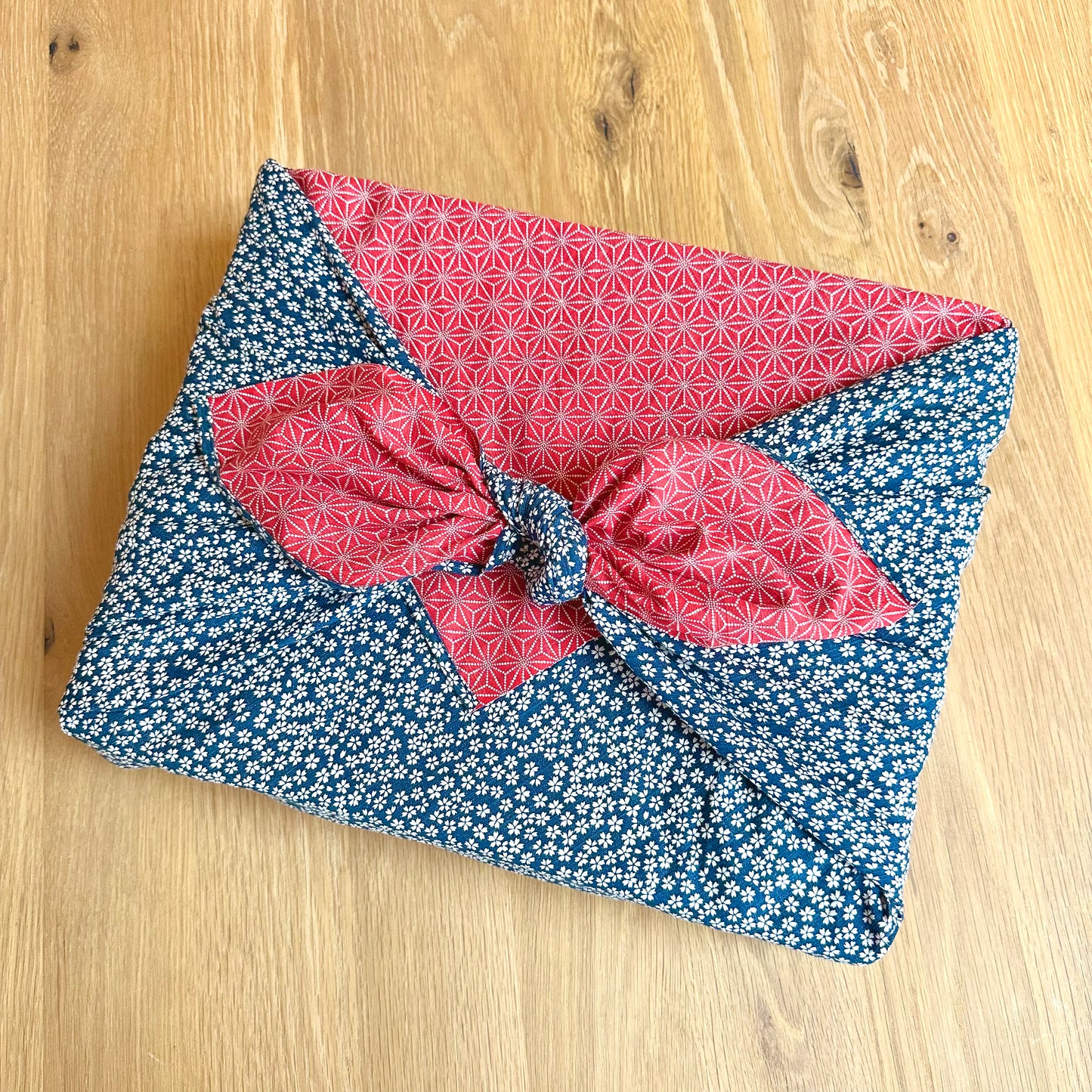 Large Furoshiki, Reversible, Sakura, Red & Navy, 105 x 105 cm