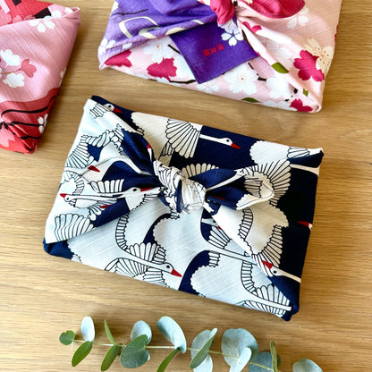 Furoshiki navy crane pattern HanaBee