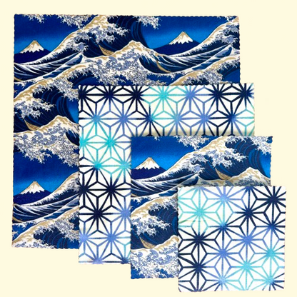 A Great Wave, Set of 4 Beeswax Food Wraps