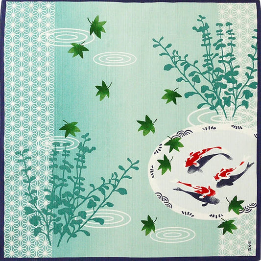 Japanese Furoshiki Cloth – Green Koi Gift Wrap (50×50cm)