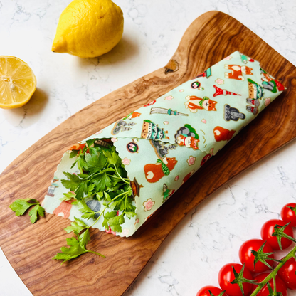 Beeswax Food Wraps – Shiba Design, Grey and Blue (Set of 4)