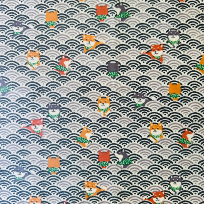 Beeswax Food Wraps – Shiba Design, Grey and Blue (Set of 4)