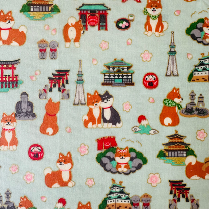 Beeswax Food Wraps – Shiba Design, Grey and Blue (Set of 4)