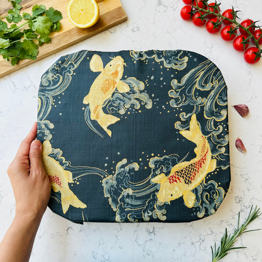 Koi Carp Dark Green, Set of 4 Beeswax Food Wraps