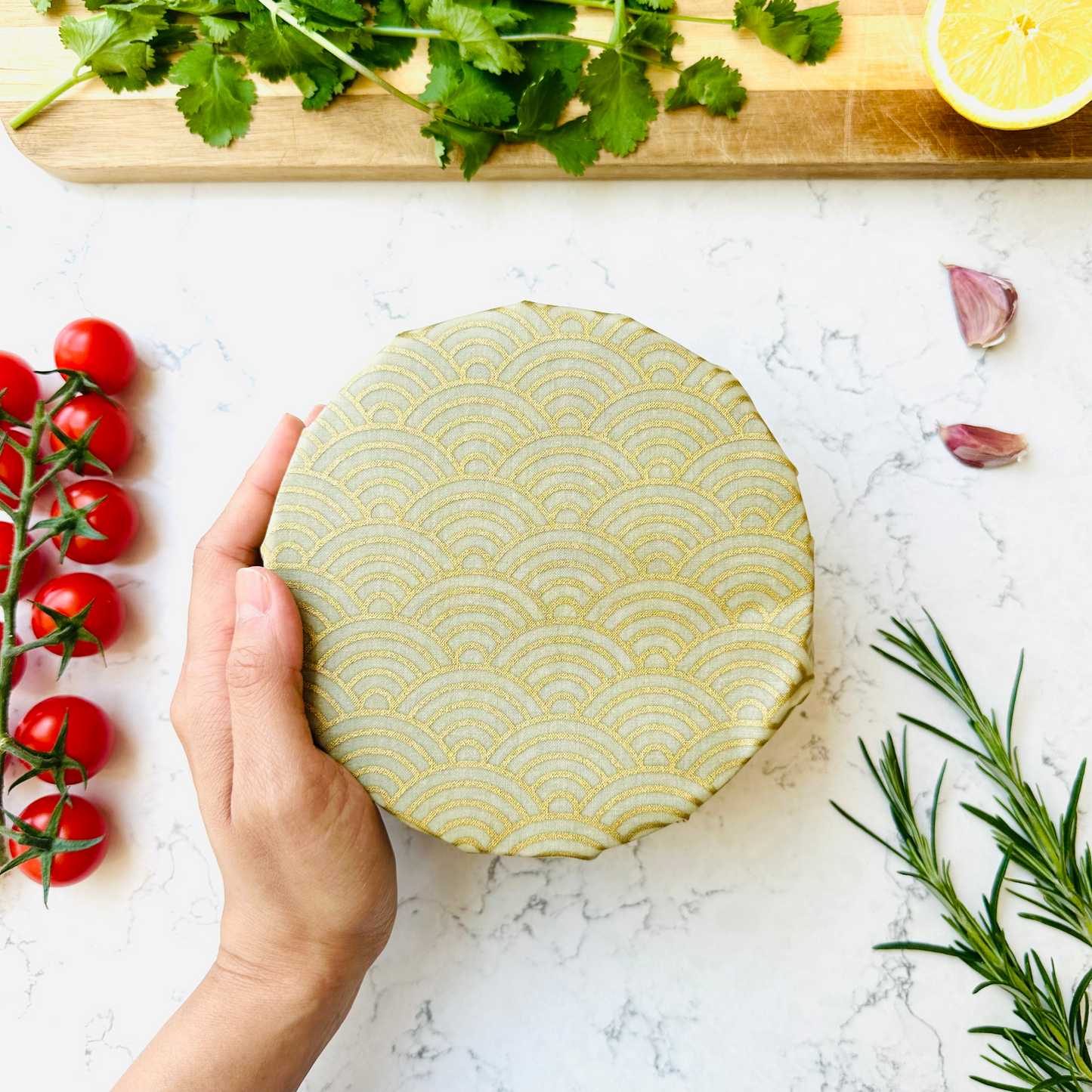 White and gold, Set of 4 Beeswax Food Wraps