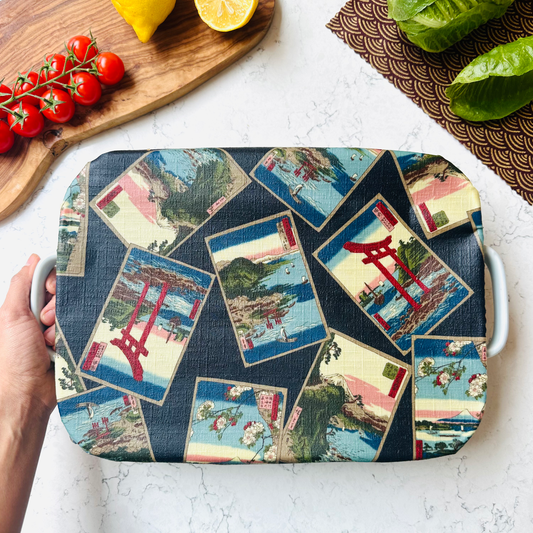 Beeswax Food Wraps – Ukiyoe Art, Navy (Set of 4)