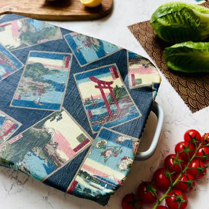 Beeswax Food Wraps – Ukiyoe Art, Navy (Set of 4)