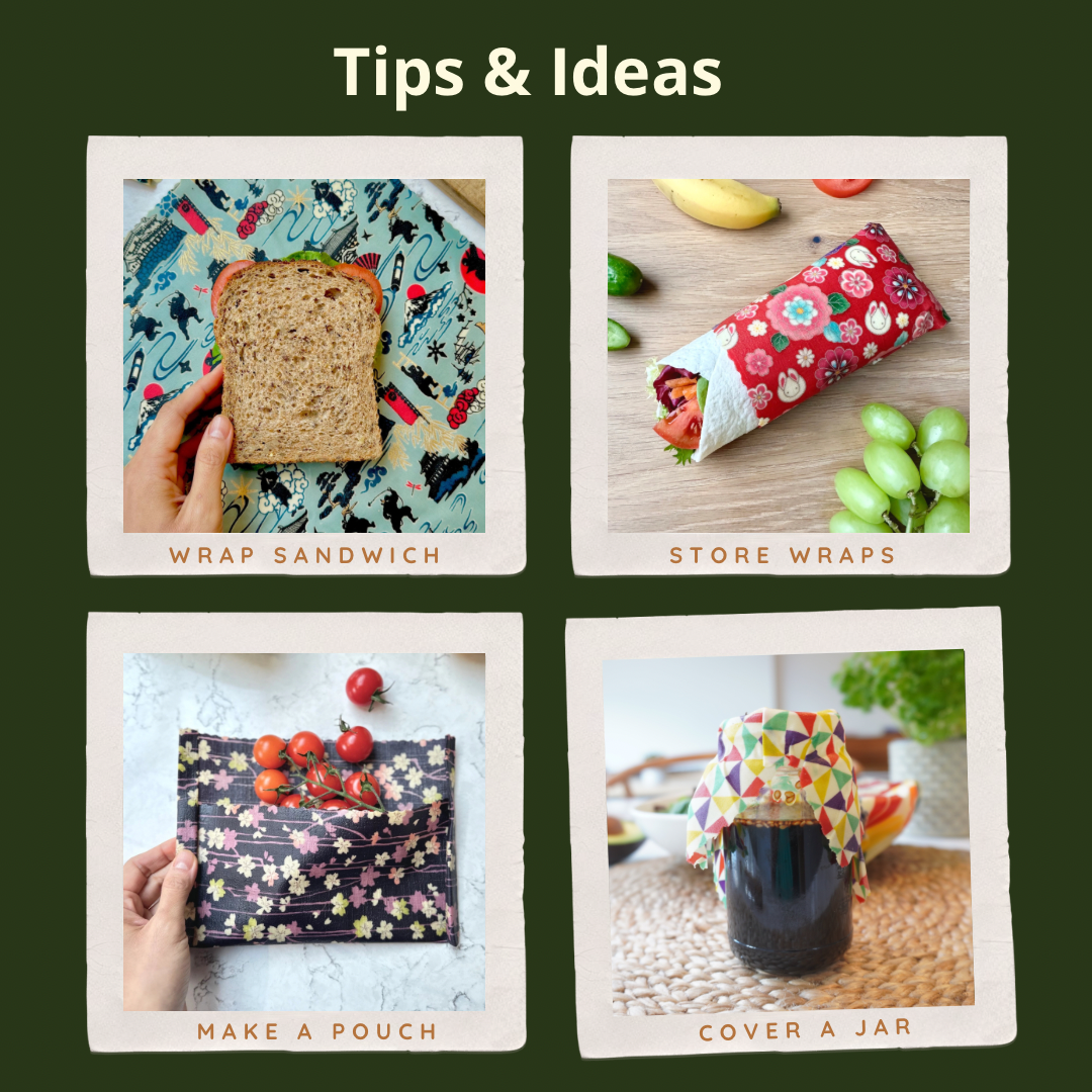 Beeswax Food Wraps – Ukiyoe Art, Navy (Set of 4)