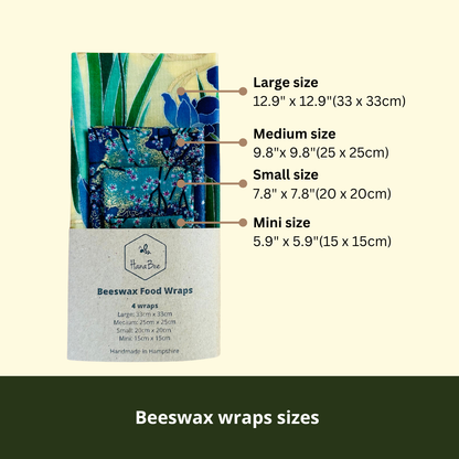 Iris, Gold, Set of 4 Beeswax Food Wraps