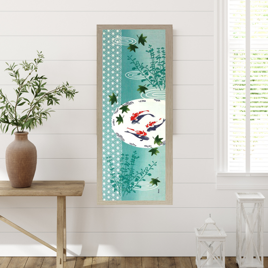 Tenugui Art, Koi fish, 34cm x 90cm (13.4” x 35.4”)