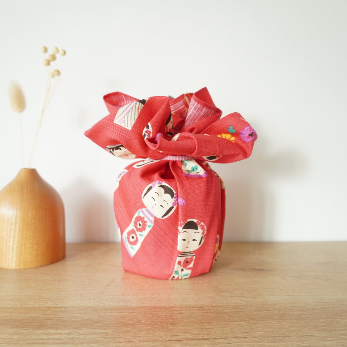 Kokeshi dolls, Furoshiki gift wrapping, 50 x 50cm