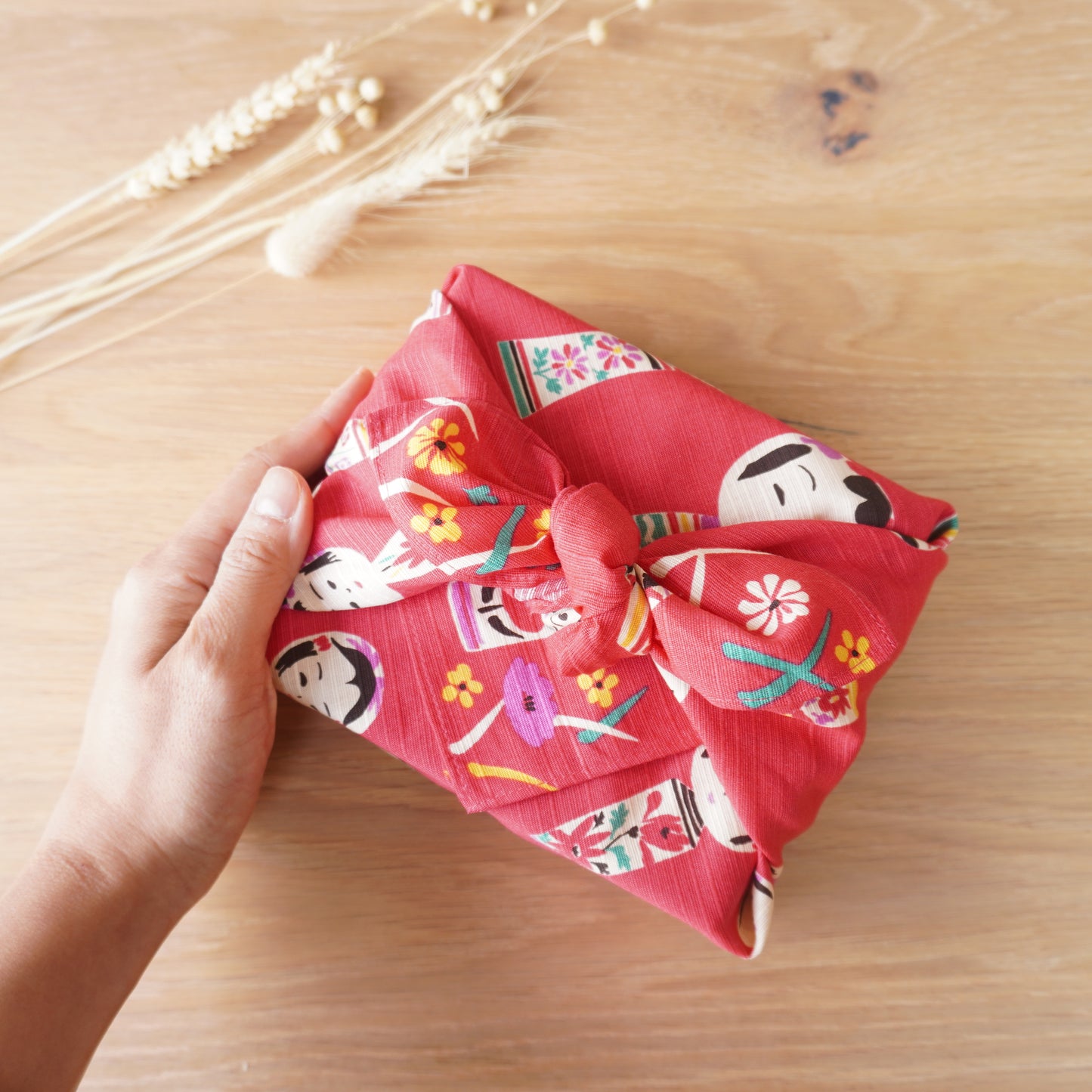 Kokeshi dolls, Furoshiki gift wrapping, 50 x 50cm