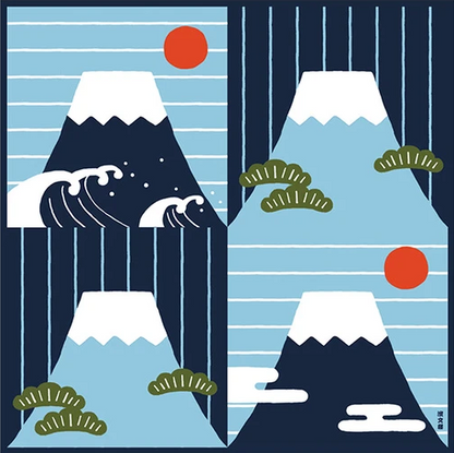 Eco‑Friendly Furoshiki Gift Wrap – Reusable 50 cm Cloth – Mt Fuji & Stripes Design