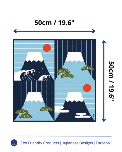 Eco‑Friendly Furoshiki Gift Wrap – Reusable 50 cm Cloth – Mt Fuji & Stripes Design