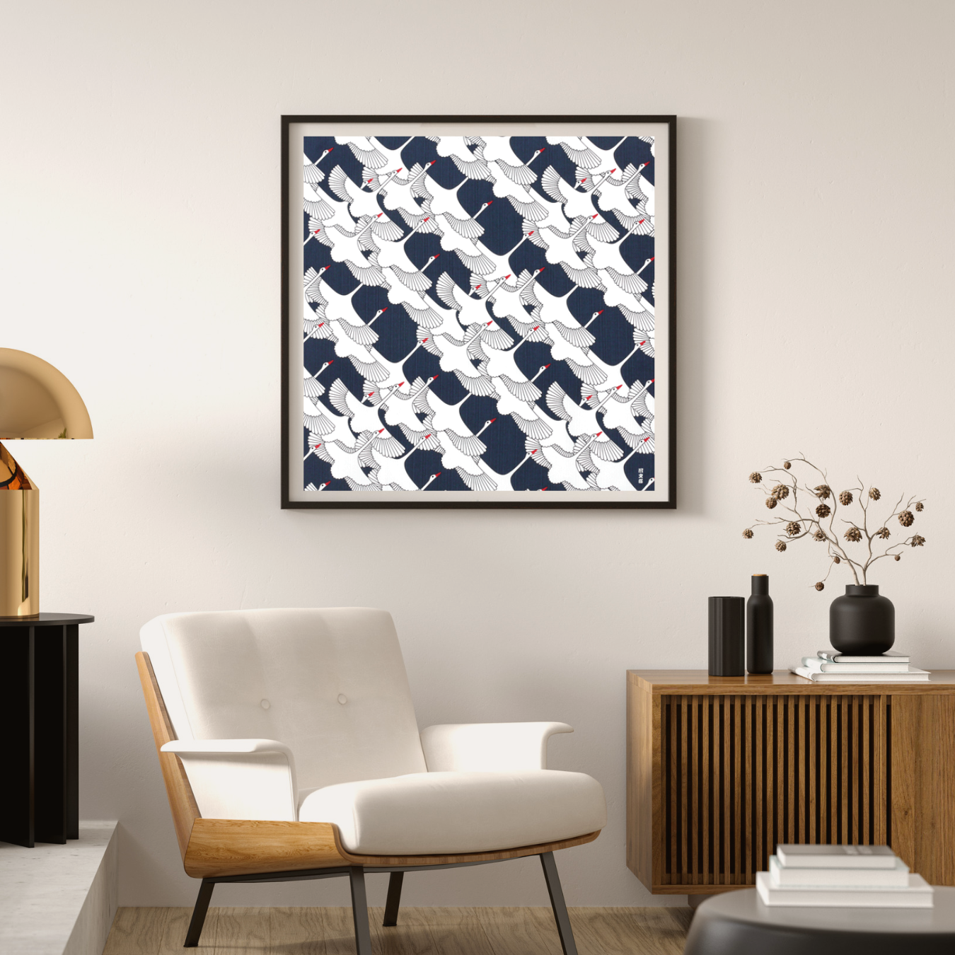 Japanese Furoshiki Cloth – Navy Crane Gift Wrap (50×50cm)