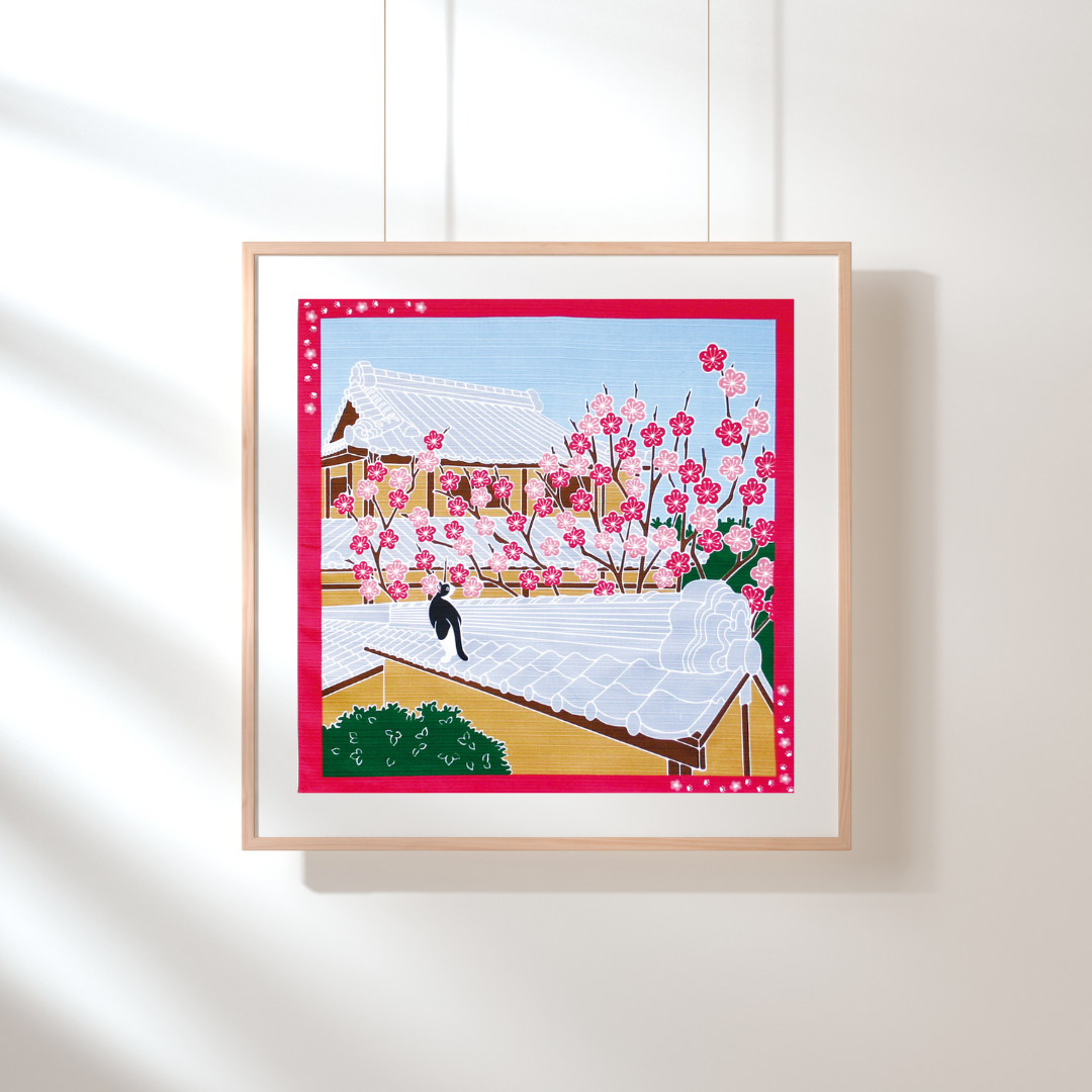 Japanese Furoshiki Cloth – Cat Spring Gift Wrap (50×50cm)
